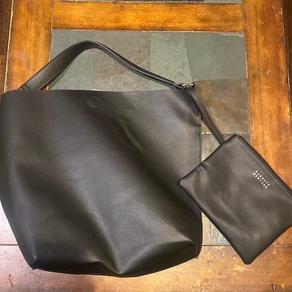 Barney’s New York leather tote bag with attached makeup bag set